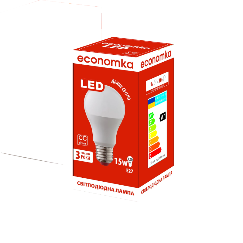 Лампа світлодіодна Economka LED A60, 15Вт, E27, 4200К (10784)